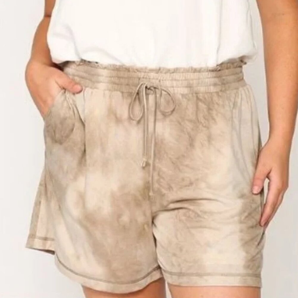 Tie Dye‎ Knit Lounge Shorts in Toffee